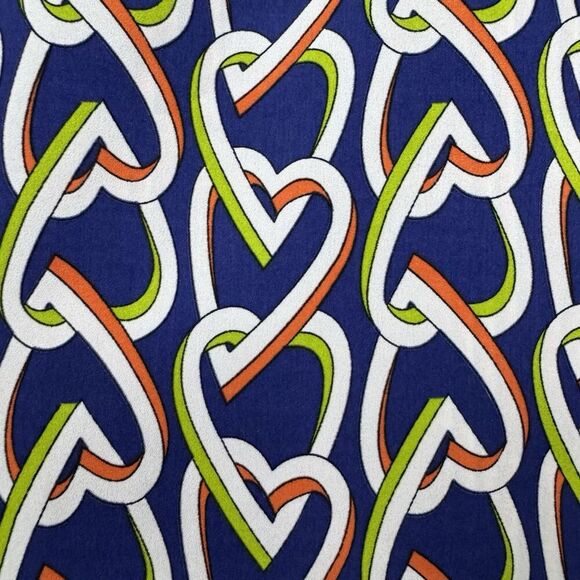 Cabi Striped Hearts Tunic Shift Button Up Dress Size M Blue Orange Hippie Boho - Picture 3 of 10